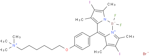 6-(4-(5,5-difluoro-2,8-diiodo-1,3,7,9-tetramethyl-5H-4l4,5l4-dipyrrolo[1,2-c:2',1'-f][1,3,2]diazaborinin-10-yl)phenoxy)-N,N,N-trimethylhexan-1-aminium bromide